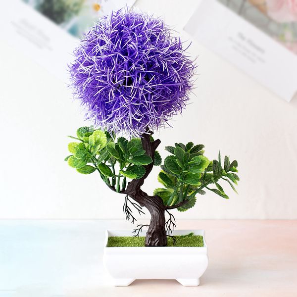 

uk artificial plant potted flower bonsai grass ball tree home desk decor plastic