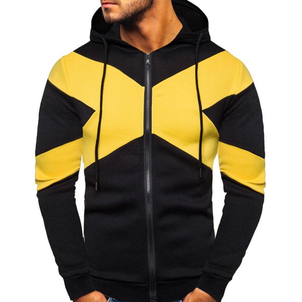 

men hoodies 2019 autumn sweatshirts mens hoodie with zipper brand male long sleeve stylish stitched hoodie sweat homme 25#, Black