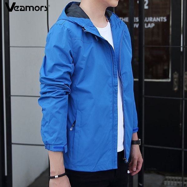 

veamors men lightweight hiking jackets climbing cycling windproof coat outdoor fishing waterproof jacket male breathable coat, Blue;black
