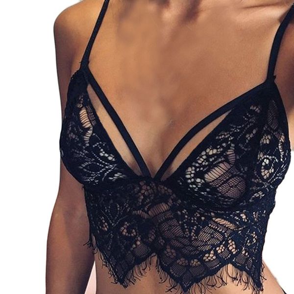 

summer lace women lingerie hollow bra straps wrapped chest vest tanks, Black;white