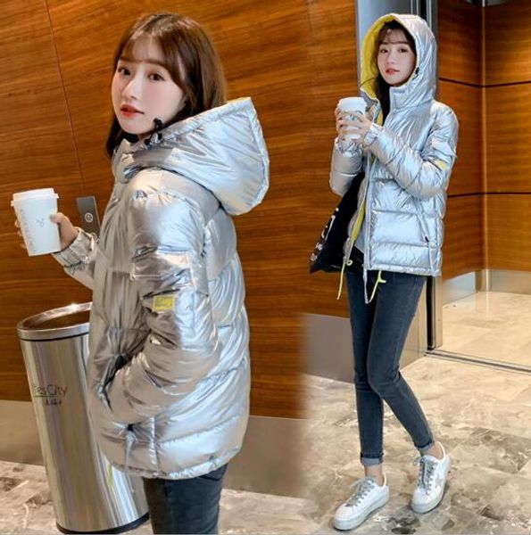 

new fashion women's down jacket waterproof bright surface cotton padded jacket luxury women's winter puffer coat, Black;brown