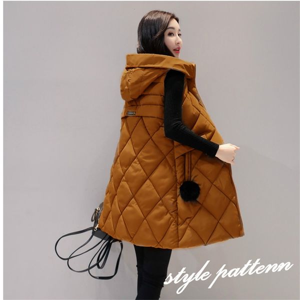 

vest waistcoat women fashion elegant office lady autumn winter female sleeveless jacket hooded warm long vest cotton feminino, Black;white