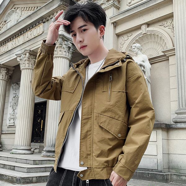 

mens designer coat fashion casual clothes student hooded loose jacketq520, Black;brown