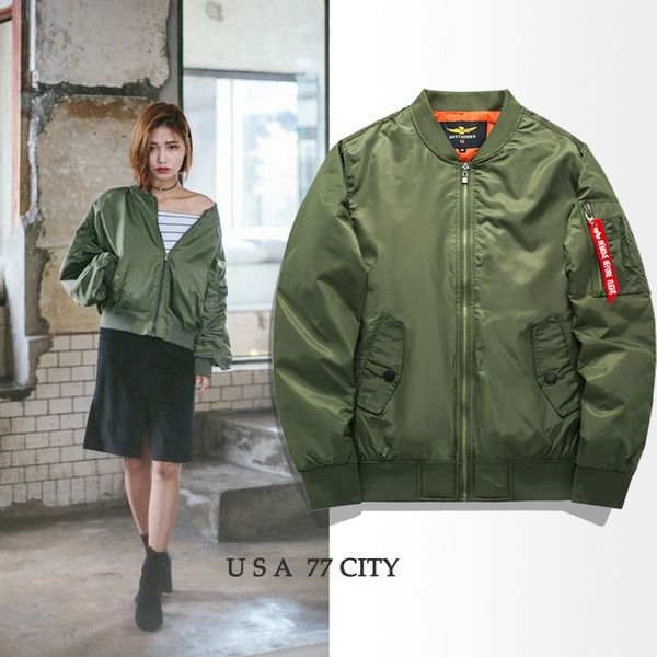 

ma 1 bomber jacket men women pilot flight flying baseball army green jacket spring winter padded large plus size 5 6, Blue;black