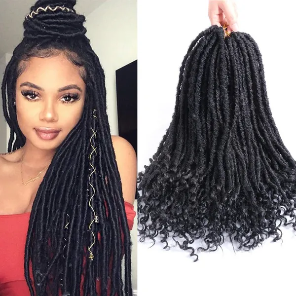 2019 Faux Locs Crochet Braids 18inch Soft Natural Kanekalon Synthetic Hair Extension 24 Stands Pack Goddess Faux Locks Hair For Women From