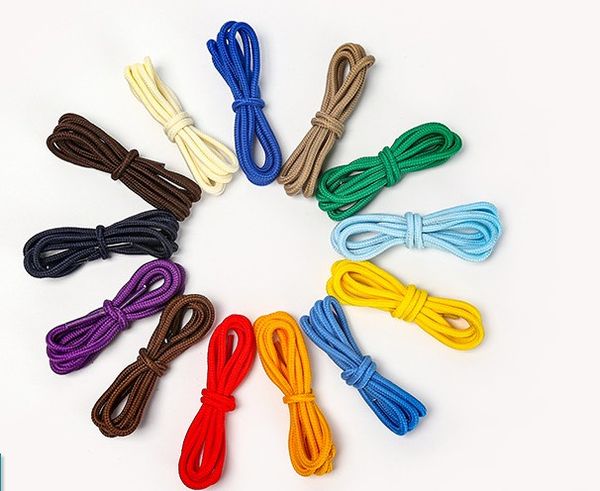 

80-120cm round waxed coloured shoelaces elastic leather shoes strings boot sport shoe laces cord, White;pink