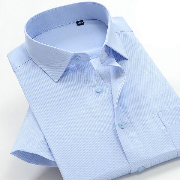 

men's casual shirts large size 6xl 7xl 8xl 9xl 10xl short sleeve striped shirt business formal brand clothing, White;black