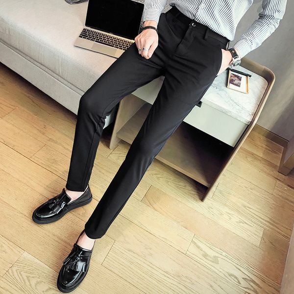 

men's trousers spring/summer 2019 new slim straight trousers suit loose casual personality youth men's wear, White;black