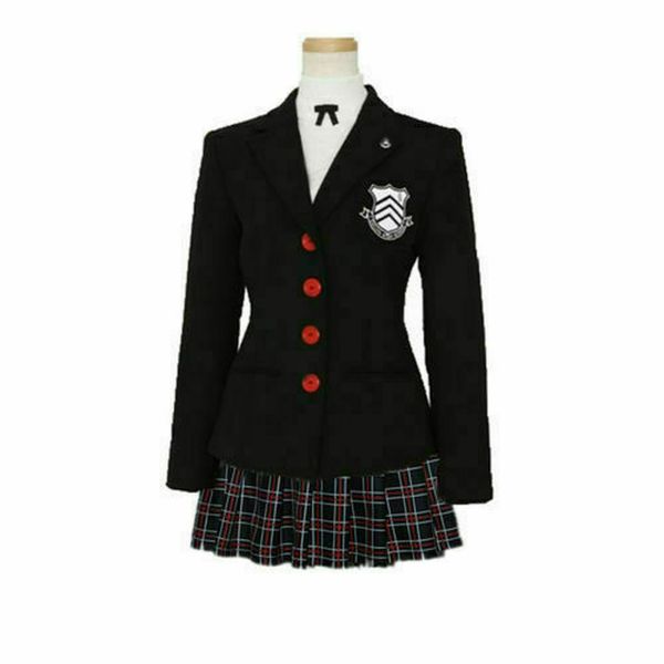 

persona 5 makoto nijima cosplay costumes women school uniform, Black;red