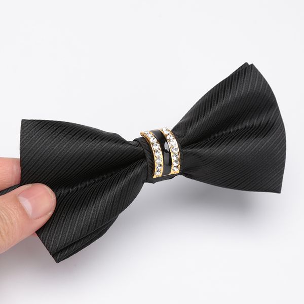 

men luxurious bowtie formal business necktie wedding diamond fashion jacquard ties for men dress shirt gift accessories bow tie, Black;blue