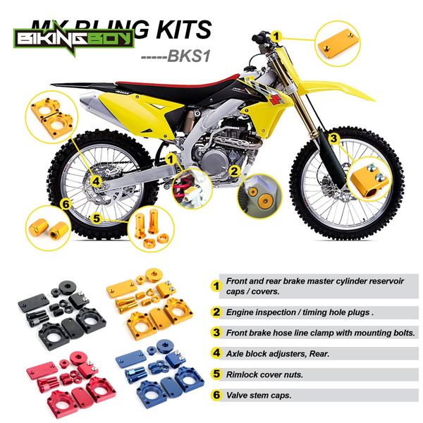 

bikingboy for rmz rm-z 250 2007-2017 rmz 450 rmz450 2005-2017 mx offroad motocross full set aluminum alloy cnc bling kits