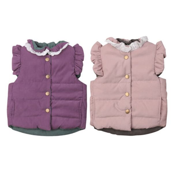 

2019 new fashion kids baby girls gilet vest jacket sleeveless winter warm waistcoat 0-4t, Blue;gray