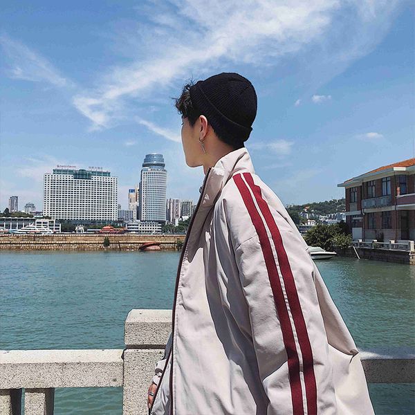 

winter 2019 new japanese explosion print loose stand collar long sleeve youth casual hooded cotton suit, Black