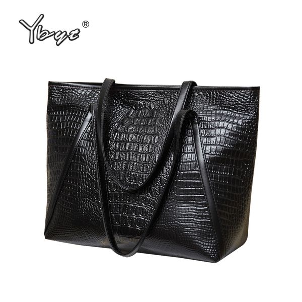 

ybyt brand 2018 new fashion casual glossy alligator totes large capacity ladies simple shopping handbag pu leather shoulder bags y190620