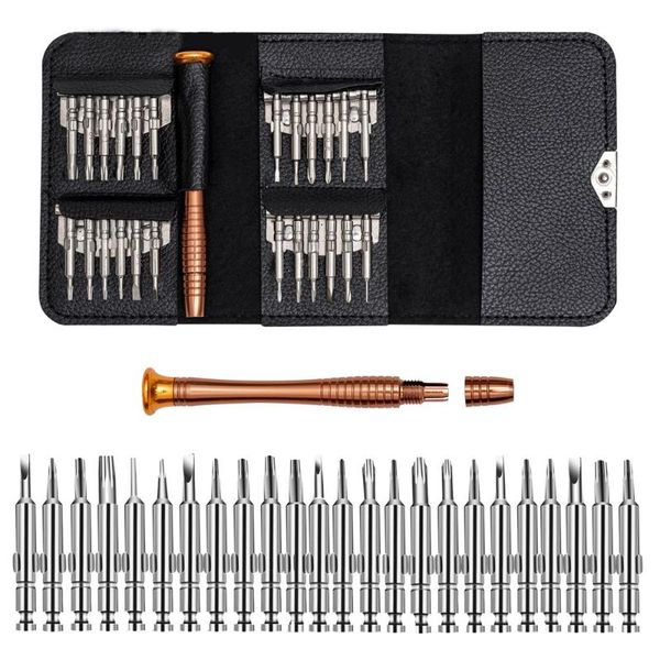

leather case 25 in 1 torx screwdriver set mobile phone repair tool kit multi-function hand tool for mobile phone watch repair