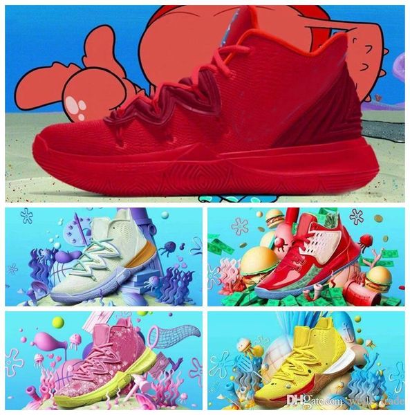 

new kyrie sponge bobs men basketball shoes 5 trainers kyrie irving 5s squidward mountain oreo friends patrick sports sneakers size 40-46