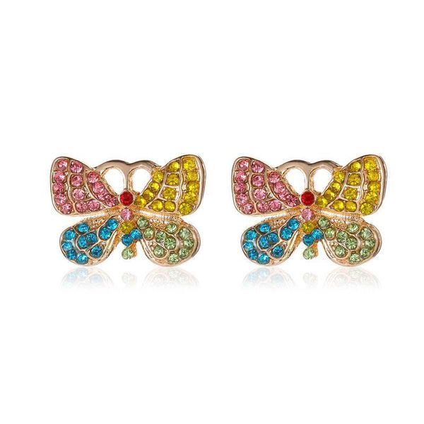 

fashion jewelry sweet colorful rhisntone butterfly stud earrings, Golden;silver