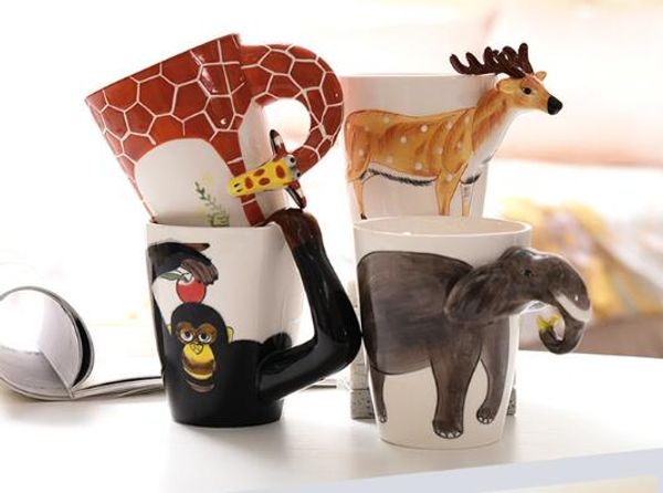 20 stili di 3D tazze di ceramica animali tazze dipinte a mano dipinti a mano dei cartoni animati dipinti tazze da caffè