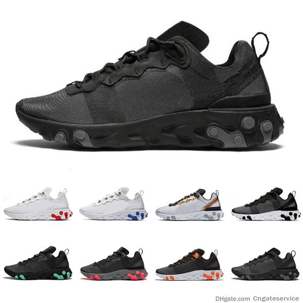 

new react element 55 men women running shoes triple black white green grey royal red mens trainers fashion sports sneakers