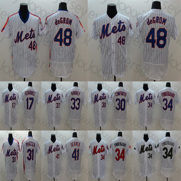 

New York Men's Mets Jerseys Michael Conforto Mike Piazza Jacob deGrom Tom Seaver Keith Hernande Darryl Strawberry Baseball Jersey