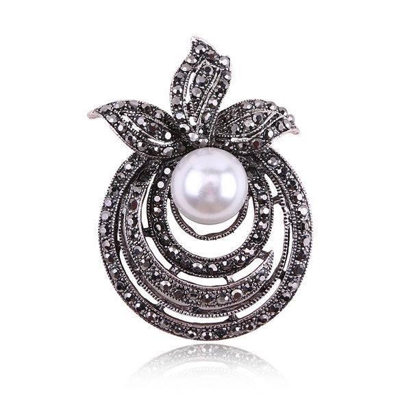 

vintage black rhinestone fruit brooches for women rhinestone black brooch pin fashion vintage jewelry, Gray