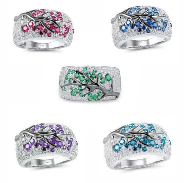 

new gold-plated plum blossom branch ring creative inlaid diamond ring factory direct selling 5 colors ing, Silver