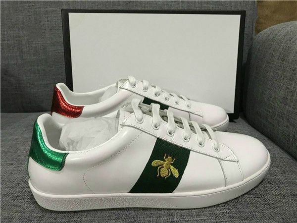 

discount lady fashion men women casual shoes italy designer sneakers shoes leather green red bee embroidered black tiger luxury