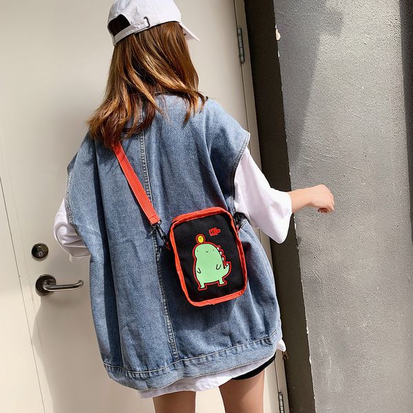 

cute dinosaurs printing bags for women cute little satchel bucket women bag contrast color shoulder messenger crossbody bag #20