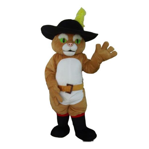 Puss in Boots PUSS Cat Costume Outfits Adult Size Cartoon Mascot traje For Carnival Festival Commercial Dress