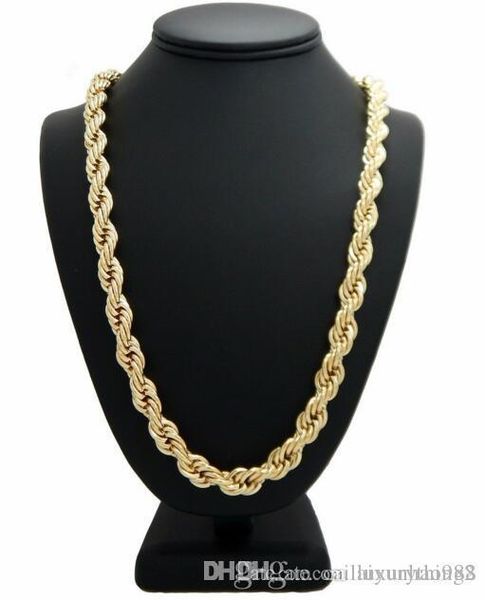 

hip hop rope chain necklace 14k gold plated 10mm 24" inch, Silver