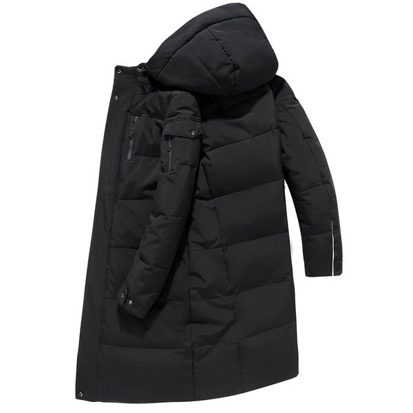 

new brand mens down jacket and coat white duck down thick warm winter jacket large size 5xl hooded mens, Black