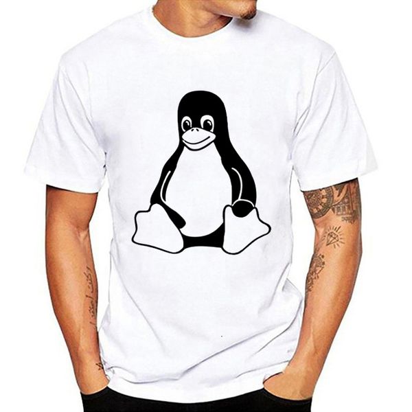 

мужчины смешной печать linux пингвин в компьютерной моды tshirt короткие рукава o шеи summer casual прохладный футболку, White;black