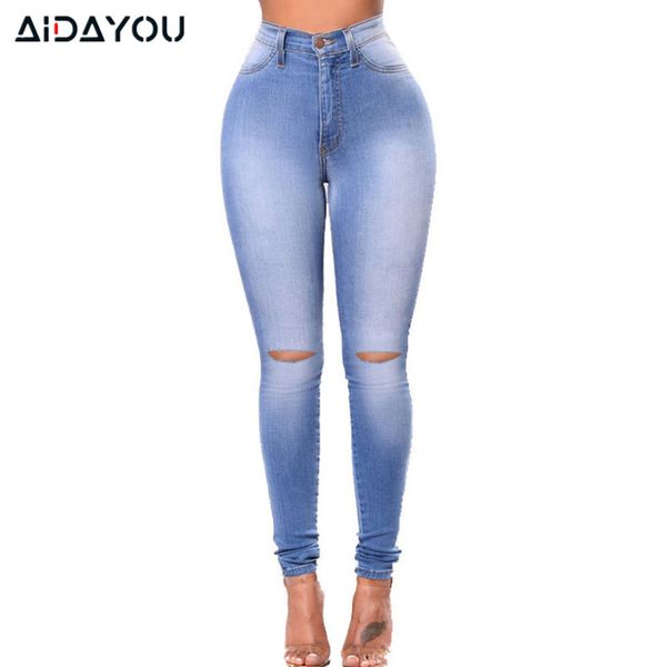 

women jeans ripped stretch plus size high waisted boyfriend jeans with hole cute distressed denim jean push up buouc276, Blue