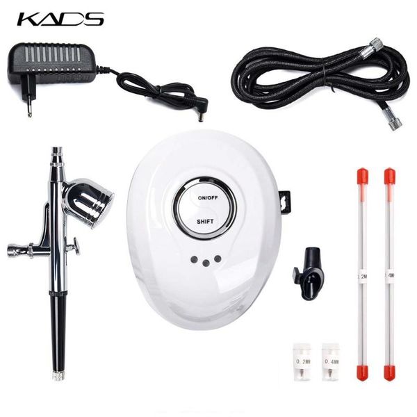 

dual-action распылитель аэрограф с компрессором 0.2mm 0.3mm 0.4mm сопла аэрографа набор для nail модель / cake / покраска автомобилей, Silver