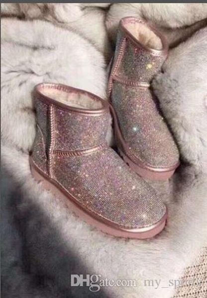 

new snow boots winter shoes pink white black glitter women warm booties shoes