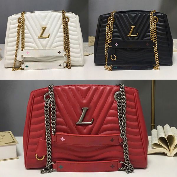 

5a new wave tote bags m51496 women chain bags m51497 shoulder handbag cowhide messenger bag m51978 cross body bag with box, Black