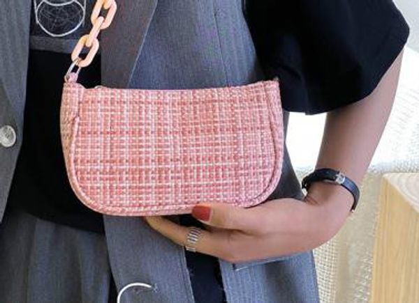 

Plaid Female Bag Underarm Bag 2020 New Shoulder Fashion Simple Female Bags Temperament Casual White Bag In Stock
