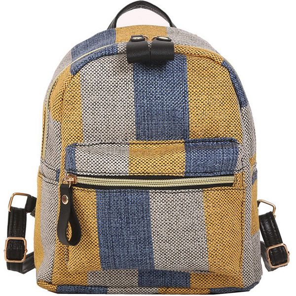 

fashion simple canvas student bag lattice travel backpack new large capacity anti-theft travel backpack
