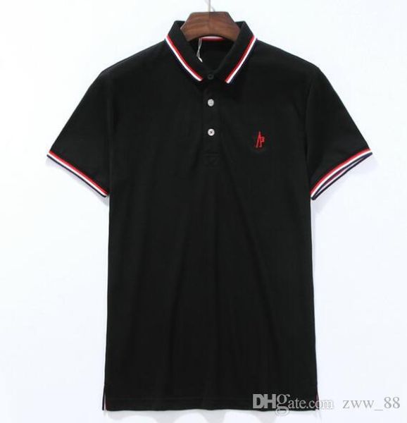 

2018 new men's brand polo t-shirt stripe printing fashion t shirt casual solid male polo shirt short sleeve breathable polo shirt, White;black