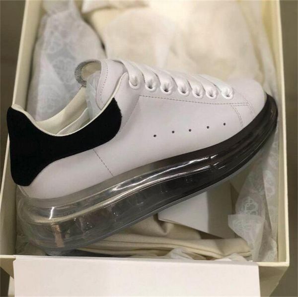 

2020 женщины платформа sneaker белый smooth телячьей кожи на шнуровке кроссовок transparent крупногабаритные sole женщины тренеры верхнее ка, Black