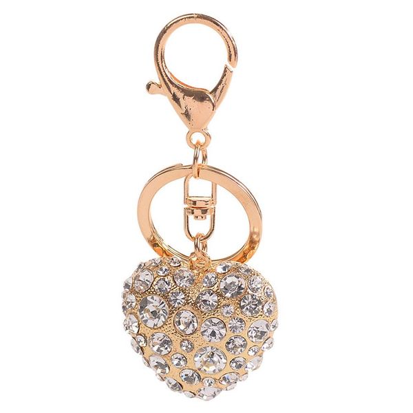 

fashion love heart rhinestone keyring women key chain bag hanging decor, Silver