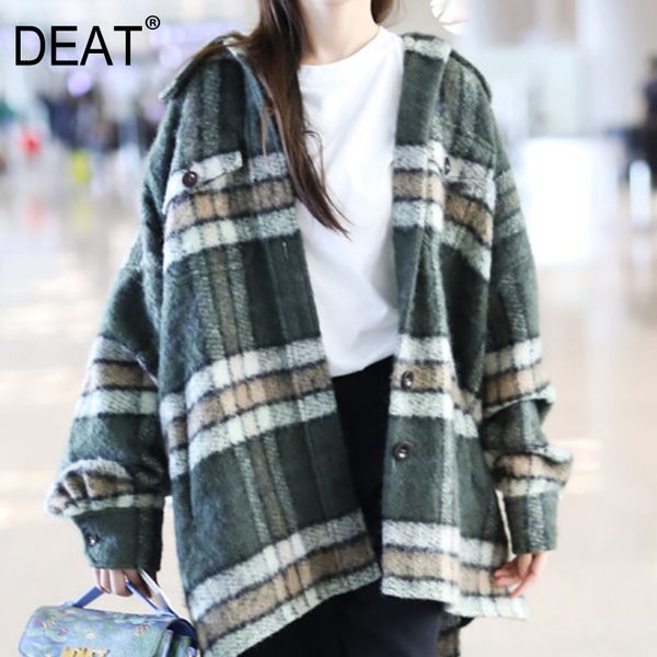 

deat 2019 autumn and winter new fashion plaid long single-breasted lapel long-sleeved jacket stitching high waist coat wi261, Tan;black