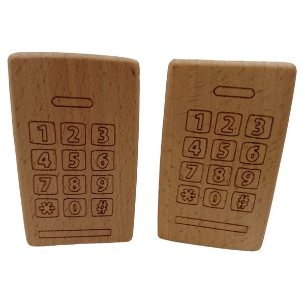 

4шт из натурального дерева форма мобильного телефона прорезыватель игрушка, прекрасный мотор развития и сенсорные способности игрушки, ребен