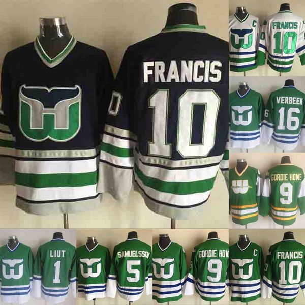 

Hartford Whalers 9 Gordie Howe 11 Kevin Dineen 5 Ulf Samuelsson 1 Mike Liut 26 Ray Ferraro 16 Patrick Verbeek 10 Ron Francis Hockey Jerseys