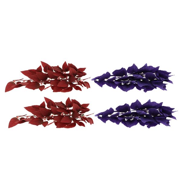 

4 pieces fake vine plants aquarium tank planting reptile hideouts /red