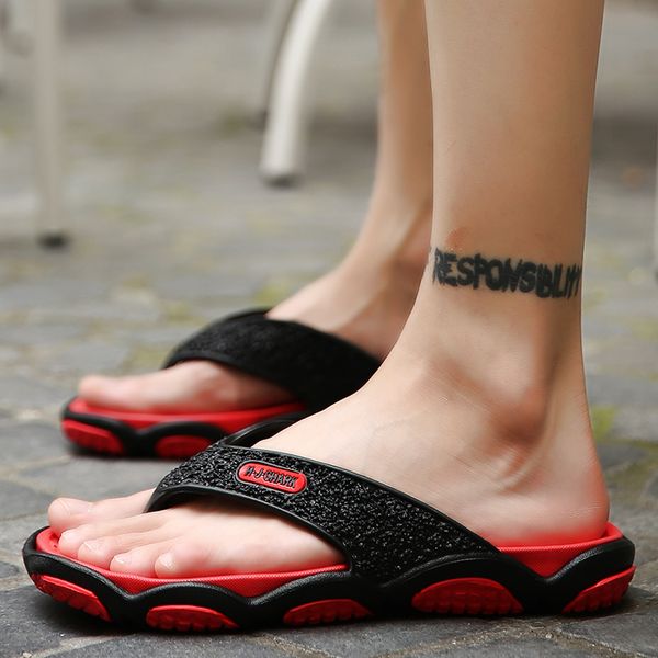 

mleam men's shoes for male slippers plus size 39-45 fashion summer men flip flops outdoor soft casual shoes men, Black