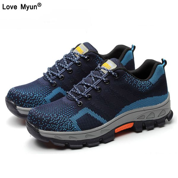 

spring summer work shoes men fahion mesh breathable steel toe casual boots labor insurance mens safety shoe569hy, Black