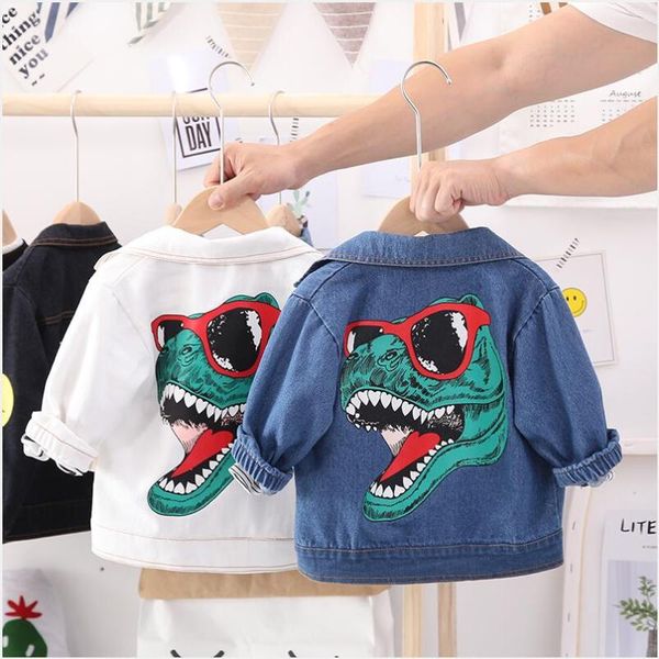 

denim jackets for baby boys girls spring summer denim jackets coats toddlers boys girls hooded cartoon letter jeans coat 12 colo, Blue;gray