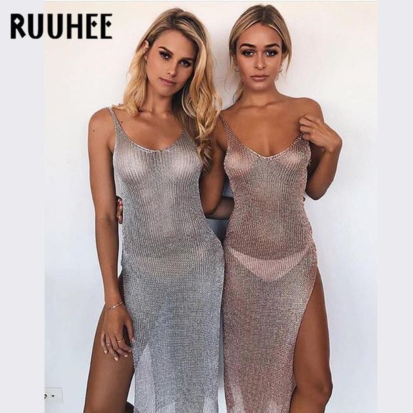 

ruuhee brand new women beach dress cover up crochet knitted tassel cover up beachwear see-through bikini swimsuit beachwear