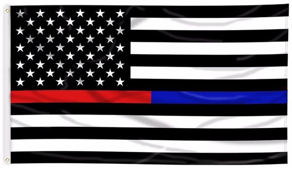 3 x 5 USA dünne rote + blaue Linienflagge, Banner, Strafverfolgung, Polizei, Feuerwehrmann-Flagge, 5 x 3 Polyester, bedruckt, fliegend, zum Aufhängen in jedem benutzerdefinierten Stil